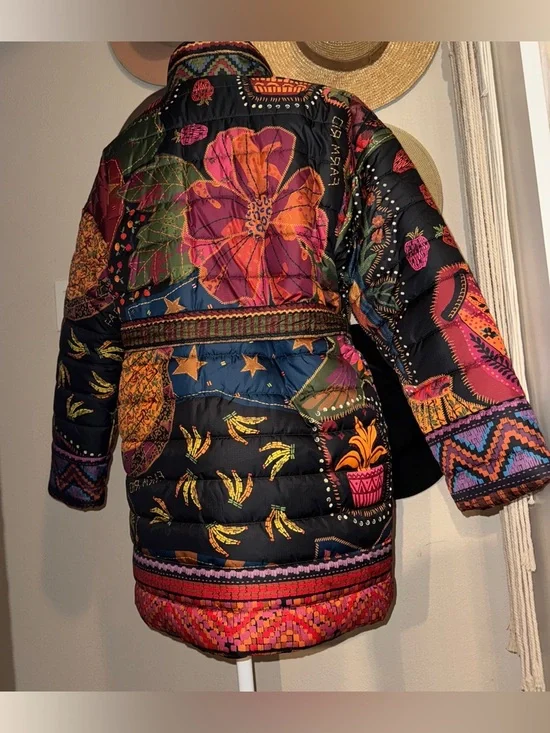 NWT Farm Rio Crazy Mix Reversible Puffer Jacket Size M - Picture 4 of 8